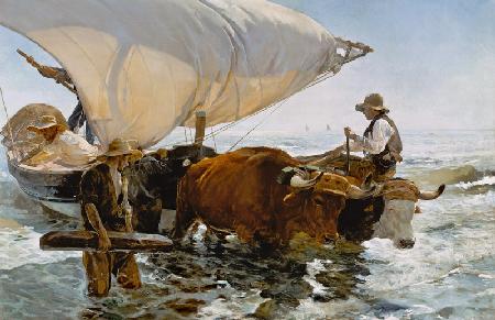 Return from Fishing: Towing the Bark c. 1895