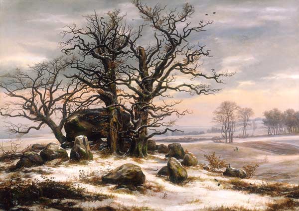 Hünengrab im Winter von Johan Christian Clausen Dahl
