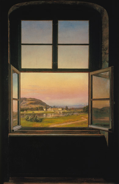 Blick aus einem Fenster auf Schloss Pill - Johan Christian Clausen
