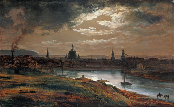 Blick auf Dresden bei Abend von Johan Christian Clausen Dahl