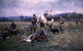 Lapps Collecting Shot Reindeer 1892