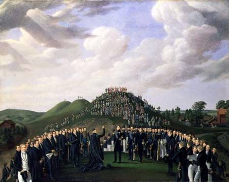 King Carl XIV Johan (1763-1844) of Sweden Visiting the Mounds at Old Uppsala in 1834 von Johan Way