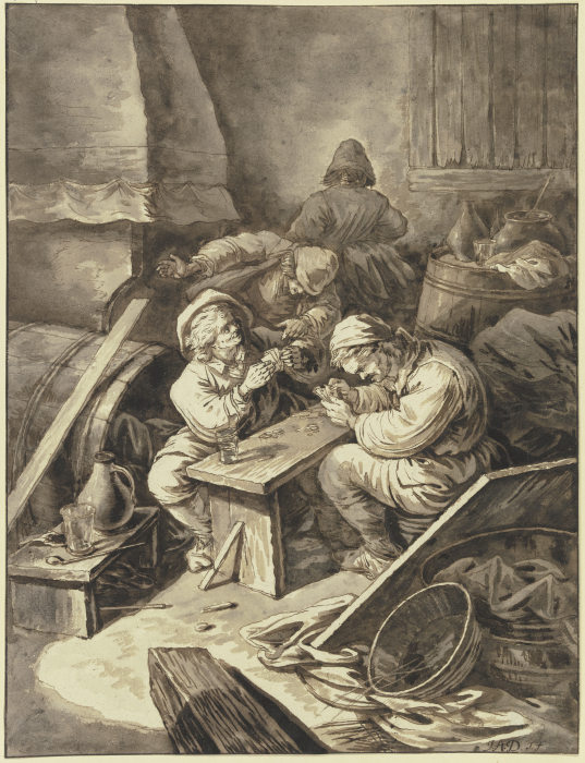 Kartenspielende Bauern in einer Schenke von Johann Albrecht Dietzsch