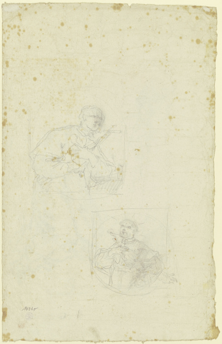 Zwei Halbfiguren von Heiligen mit Kruzifix von Johann Baptist Zimmermann