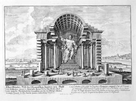 The Statue of Olympian Zeus by Phidias, plate 5 from 'Entwurf einer historischen Architektur' von Johann Bernhard Fischer von Erlach