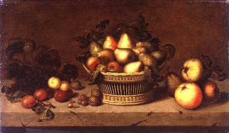 Still Life of Fruit in a Basket (panel) von Johann Bouman