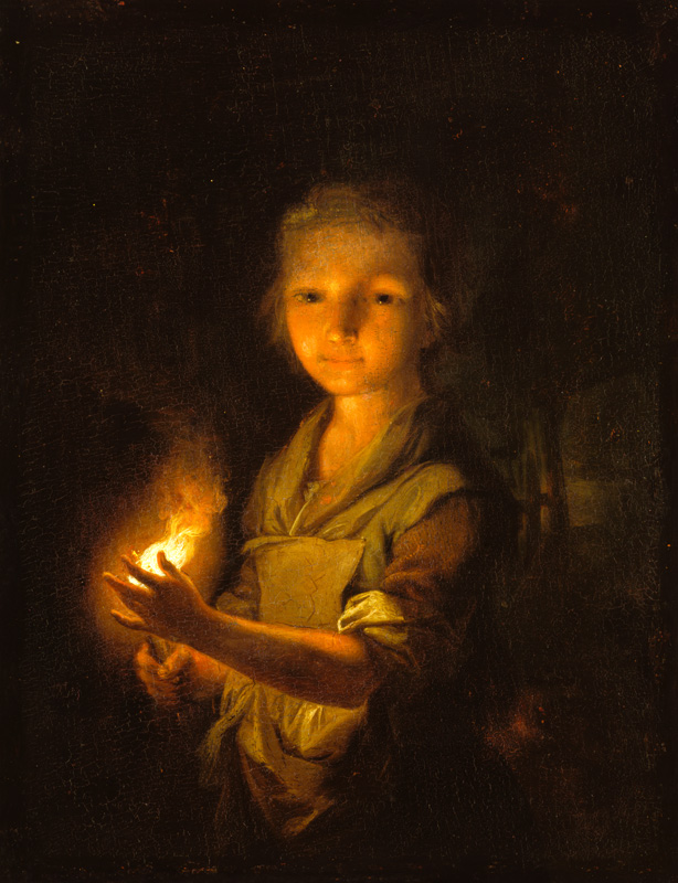 Ein Mädchen mit einer brennenden Fackel von Johann Conrad Seekatz