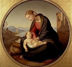 Maria mit dem schlafenden Jesuskind. von Johann Friedrich Overbeck
