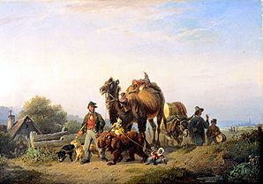 Fahrendes Volk mit Kamel, Äffchen und Tanzbär von Johann Friedrich Voltz