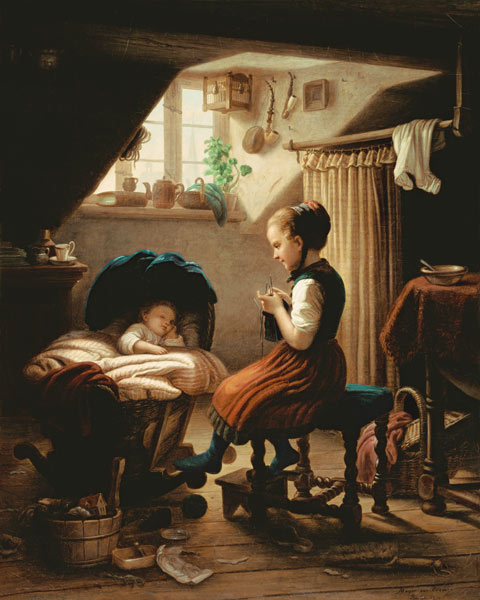 Tending the Little Ones von Johann Georg Meyer von Bremen