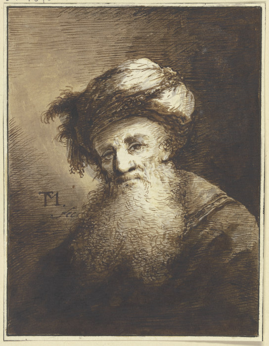 Bärtiger Mann mit einem Turban von Johann Georg Trautmann