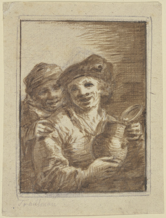 Bauer und Bäuerin mit einem Weinkrug von Johann Georg Trautmann