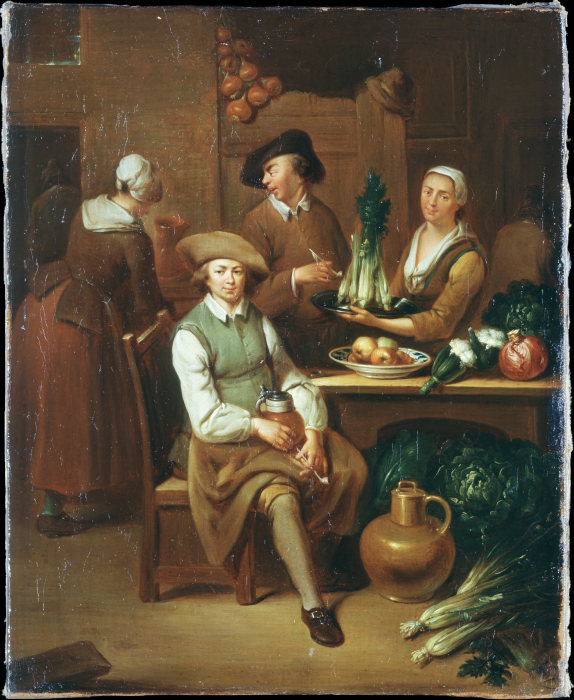 Kücheninterieur, Mann mit Bierhumpen und Pfeife von Johann Gerlach Lambert