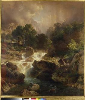 Landschaft mit Wasserfall 1861