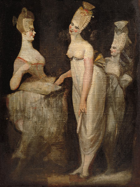 Drei Kurtisanen (Rückseite des Werkes Ruhender Frauenakt und Klavierspielerin) von Johann Heinrich Füssli