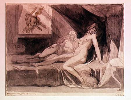 The Nightmare Leaving Two Sleeping Women von Johann Heinrich Füssli