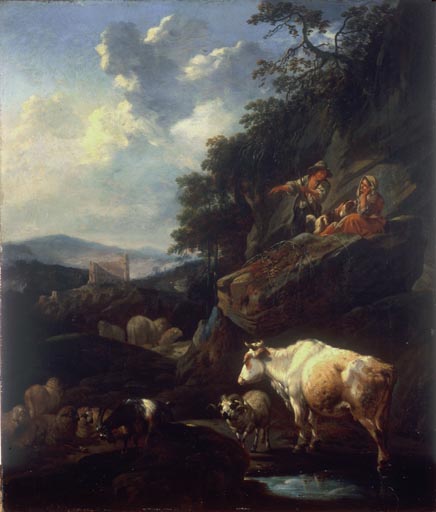 Landschaft mit Hirten und Vieh von Johann Heinrich Roos