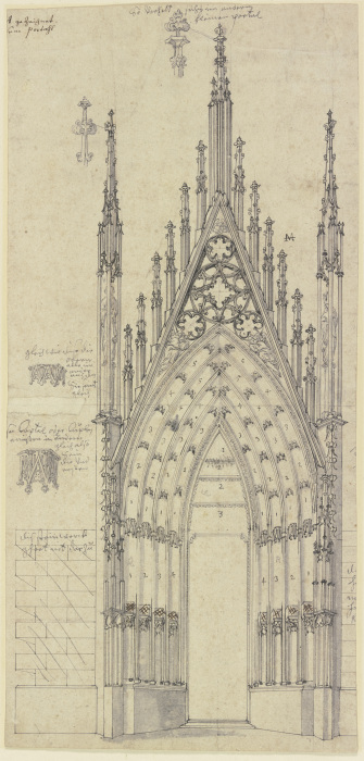 Das nördliche Seitenportal der Westfassade des Straßburger Münsters von Johann Jakob Arhardt
