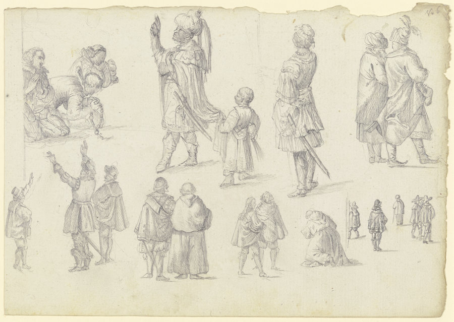 21 Figurenstudien, oben ein orientalischer König und drei Adoranten von Johann Ludwig Ernst Morgenstern