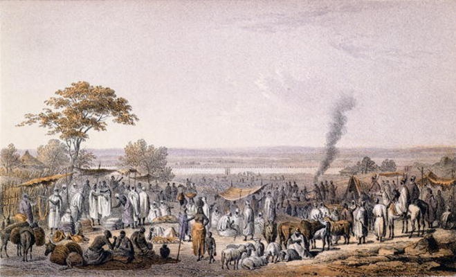 The Market in Sokoto in 1853, from 'Travels and Discoveries in North and Central Africa' by Heinrich von Johann Martin Bernatz