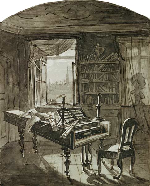 Beethoven's Room at the Time of his Death von Johann Nepomuk Hoechle