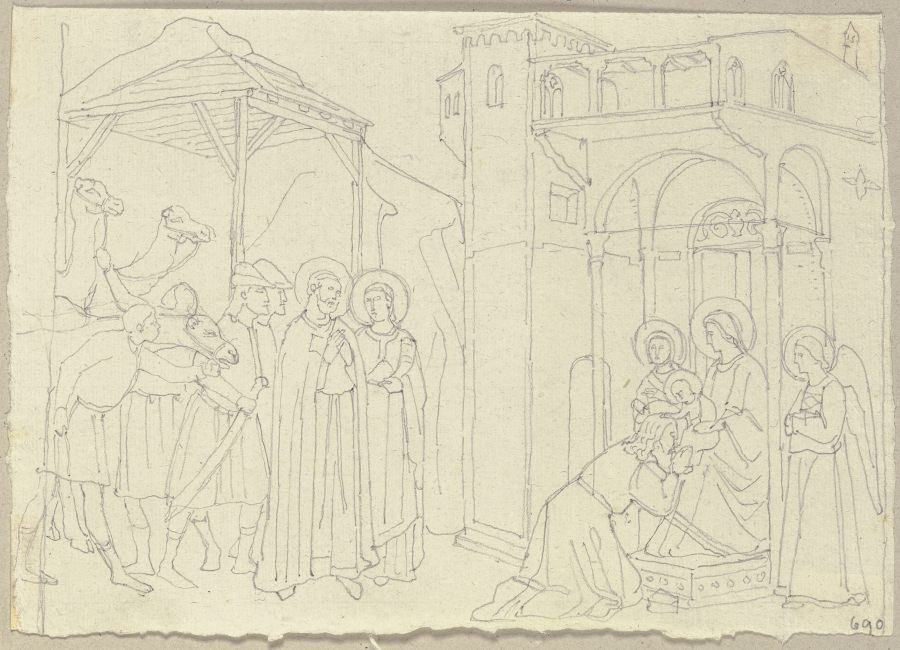 Anbetung der heiligen drei Könige, Fresko an der Decke des Gewölbes in der unteren Kirche von San Fr von Johann Anton Ramboux