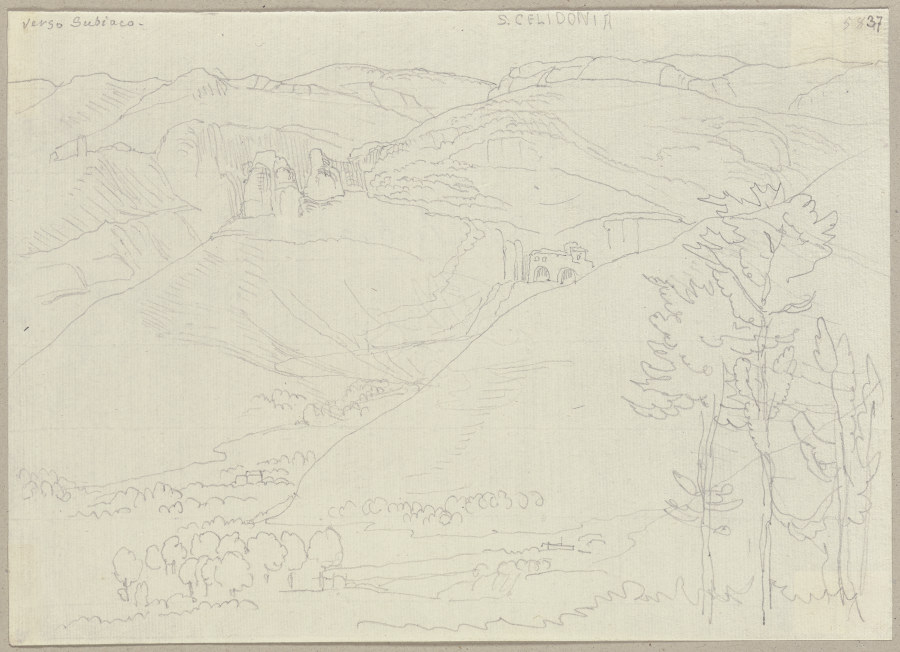 Blick in die Landschaft um Subiaco von Johann Anton Ramboux