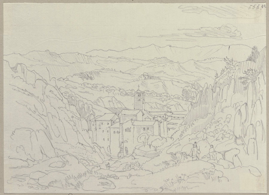 Das Benediktinerkloster Santa Scolastica bei Subiaco mit Blick auf die Monti Lepini von Johann Anton Ramboux