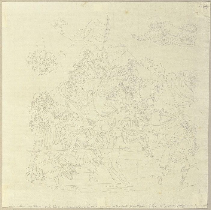 Die Schlacht des heiligen Efeso gegen die Ungläubigen von Sardinien, nach einem Fresko im Camposanto von Johann Anton Ramboux