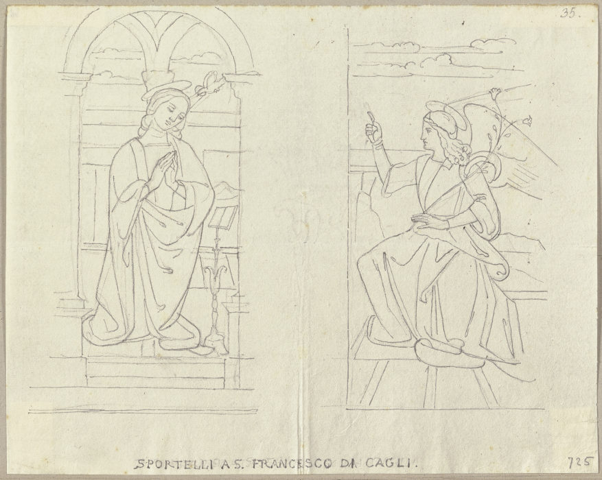 Die Verkündigung in den Flügeltüren der Orgel in San Francesco in Cagli von Johann Anton Ramboux