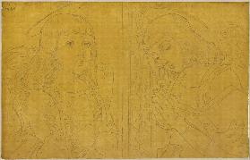 Die zwei Maria flankierenden Engel, der linke ein Porträt des jungen Raffael (?), sowie unten links 