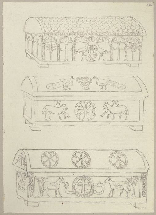 Drei Sarkophage in Sant’Apollinare in Classe von Johann Anton Ramboux