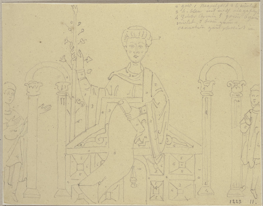 Eine Miniatur eines Diakons auf einer Kanzel, den Cero Paschalis haltend von Johann Anton Ramboux