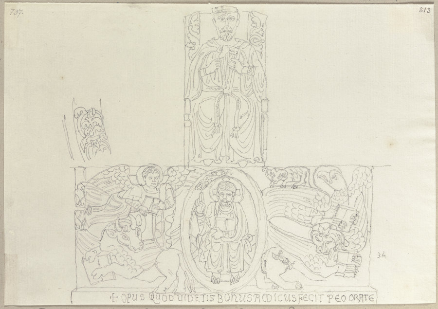 König David und Christus, Relief im Campo Santo zu Pisa von Johann Anton Ramboux
