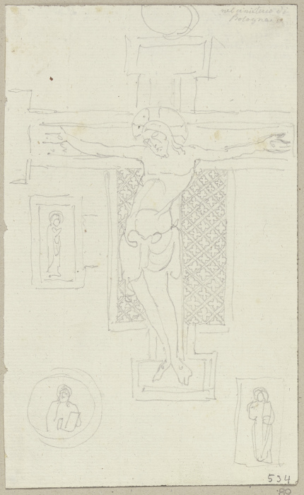 Kruzifix aus Holz auf dem Camposanto außerhalb von Bologna von Johann Anton Ramboux