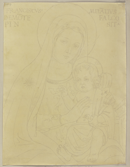 Maria mit dem Jesuskind, Detail aus einer Wandmalerei von Francesco Melanzio in einer Bruderschaftsk von Johann Anton Ramboux