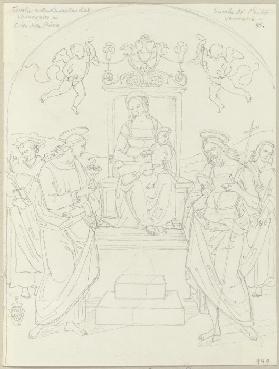 Maria mit Kind, Johannes dem Evangelist, Johannes dem Täufer, Petrus von Verona und einem weiteren H