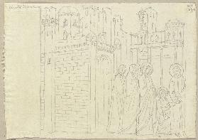 Maria und Josef holen Jesus Christus im Tempel ab, Fresko an der Decke des Gewölbes in der unteren K