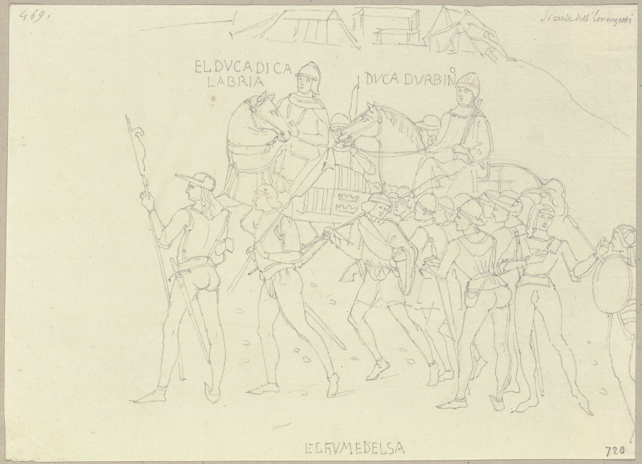 Nach der Grisaillemalerei über die Schlacht des Herzogthums Urbino im Sala del Mappamondo, ehemals S von Johann Anton Ramboux