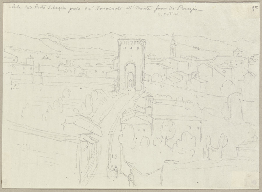 Perugia, mit Blick auf die Porta di SantAngelo, welche auf den Berg zu den Franziskanern führt von Johann Anton Ramboux