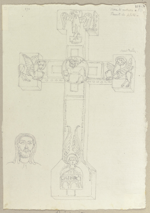 Rückseite eines Kruzifixes und eine Kopfstudie von Johann Anton Ramboux