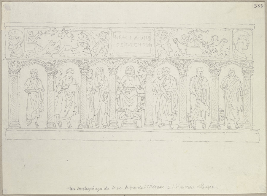 Sarkophag, der in San Francesco al Prato in Perugia als Altar dient von Johann Anton Ramboux