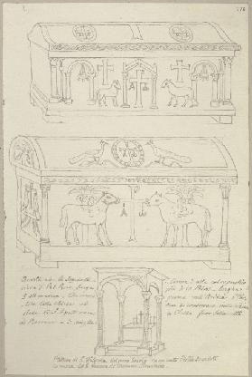 Zwei Sarkophage sowie das Ziborium und der Altar in Sant’Apollinare in Classe