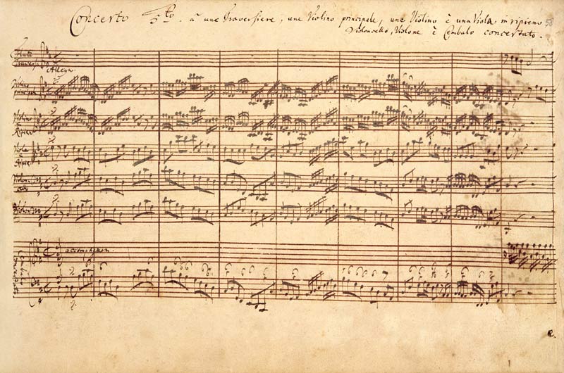 The Brandenburg Concertos, No.5 D-Dur, 1721 (pen and ink on paper) (see also 308416 and 308425) von Johann Sebastian Bach