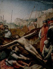 Christus wird ans Kreuz genagelt. von Johann von Flandern