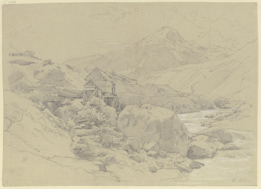 Wassermühle in einer Gebirgslandschaft von Johann Wilhelm Schirmer
