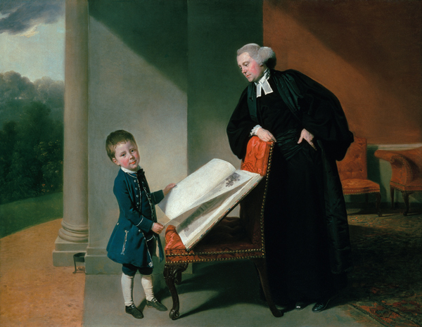 Bildnis des Reverend Randall Burroughs und seines Sohnes Ellis. von Johann Zoffany