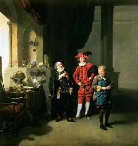 David Garrick with William Burton and John Palmer in 'The Alchemist' by Ben Jonson, 1770 1840
