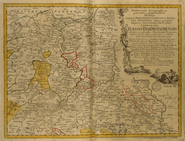 Hessen-Darmstadt, Landkarte 1754 von Johann Baptist Homann