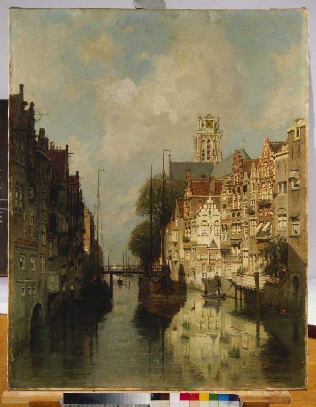 Ansicht des Voorstraathaven, Dordrecht. von Johannes Karel Christian Klinkenberg